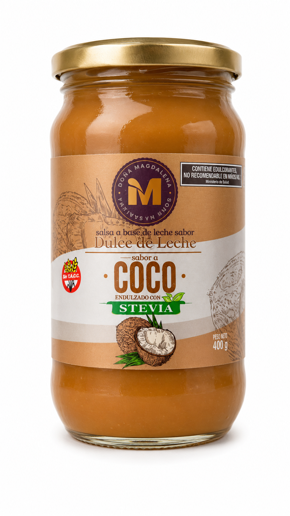 Dulce De Leche Vegano Sabor Coco Doña Magdalena x 400 Gr